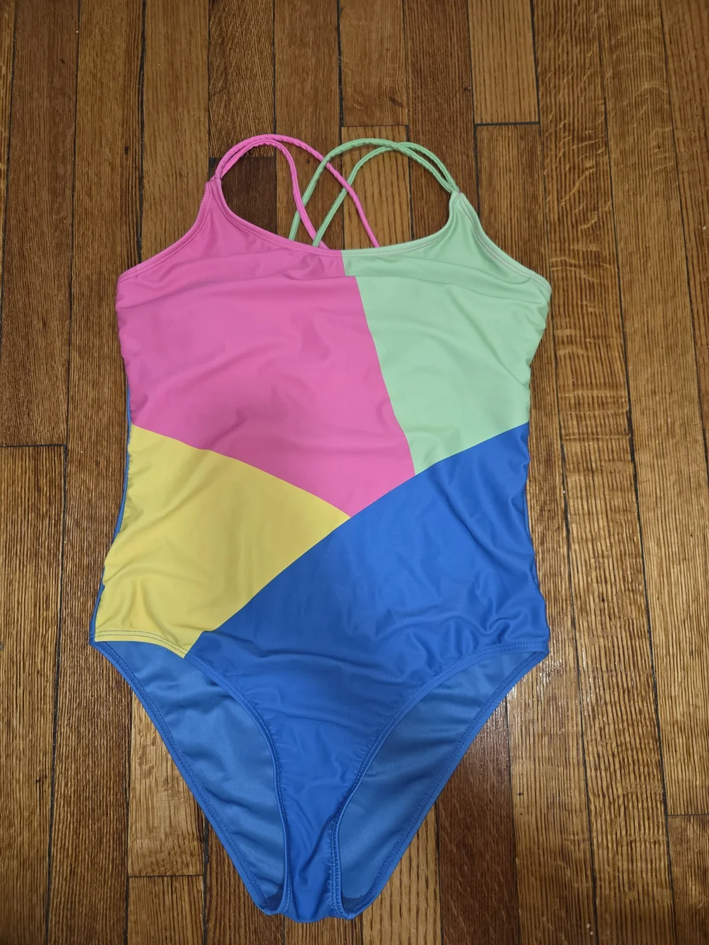 SHEIN Kids Colorblock One-Piece Swimsuit in Pink, Mint, Yellow & Blue